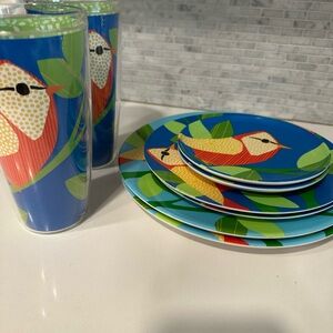 New Colorful Bird Picnic Design Dinnerware Set
